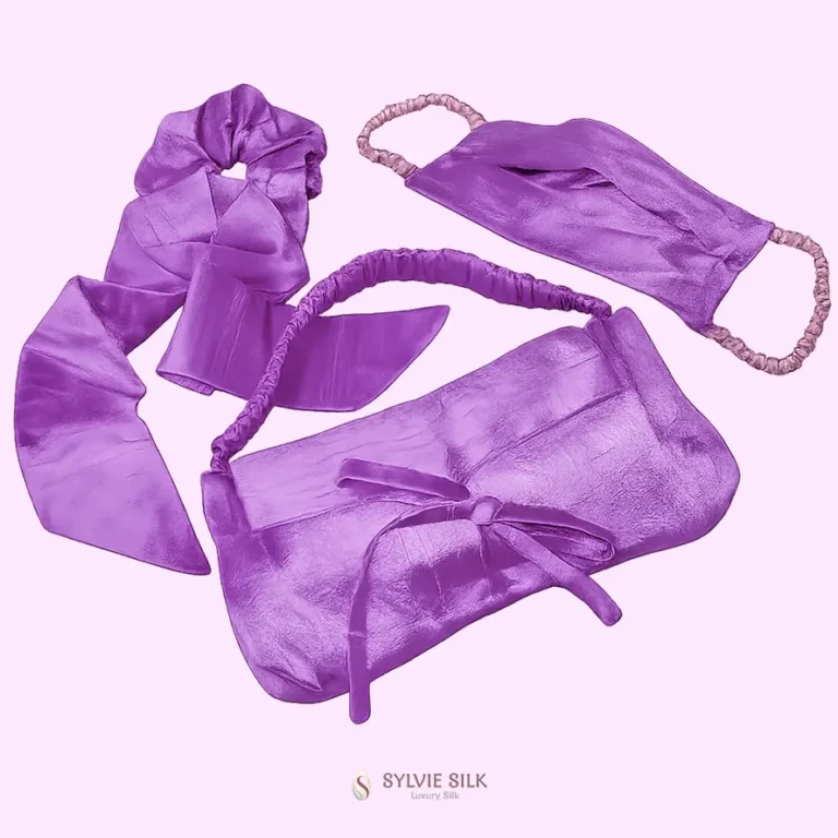 Purple silk accessories for kids by Sylvie Silk